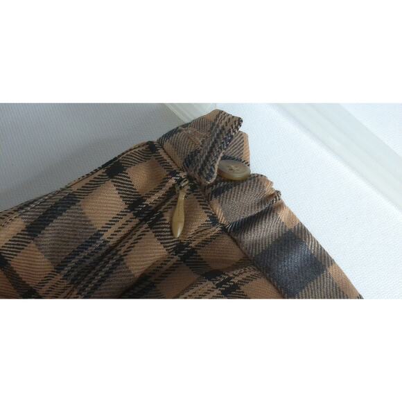 Pendleton Tartan Plaid Brown Black Pleated Wool Skirt USA Size 14 - Picture 4 of 6